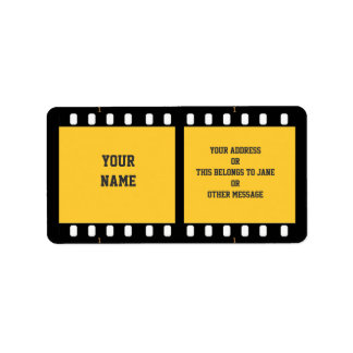 Märkre för Camera Film Strip Gult Namn Gift Adressetikett