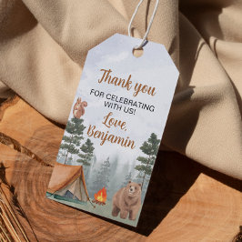 Märkre för Camping Forest Födelsedagsfest Tack Presentetikett