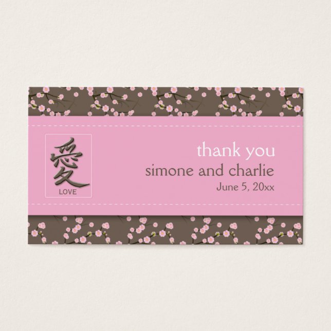 Märkre för Cherry Blommars Wedding Favor Visitkort (Framsidan)
