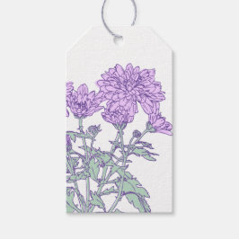 Märkre för Chrysanthemums lila blommigt-presenter Presentetikett
