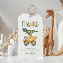 Märkre för Dino Construction Party Favor Presentetikett