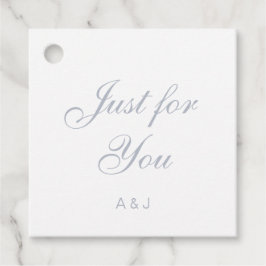 Märkre för elegant Dusty Blue Script Wedding Favor Gåvor Etiketter