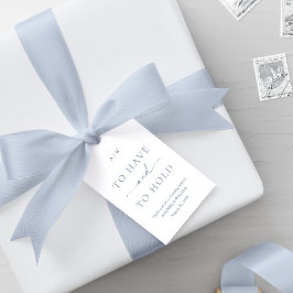 Märkre för elegant Dusty Blue Wedding Favor med QR Presentetikett
