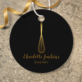 Märkre för enkel Black Guld Whisk Bakery Patisseri Gåvor Etiketter