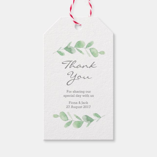 Märkre för eukalyptus-trädgårdsfärgning Bröllopor Presentetikett (Framsidan)