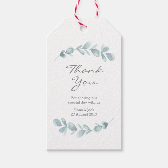 Märkre för eukalyptus-trädgårdsfärgning Bröllopor Presentetikett (Framsidan)