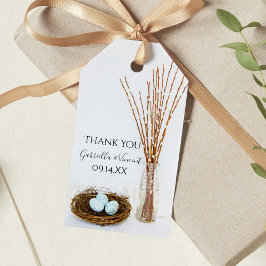 Märkre för fågelgäster Pussy Willows Wedding Favor Presentetikett