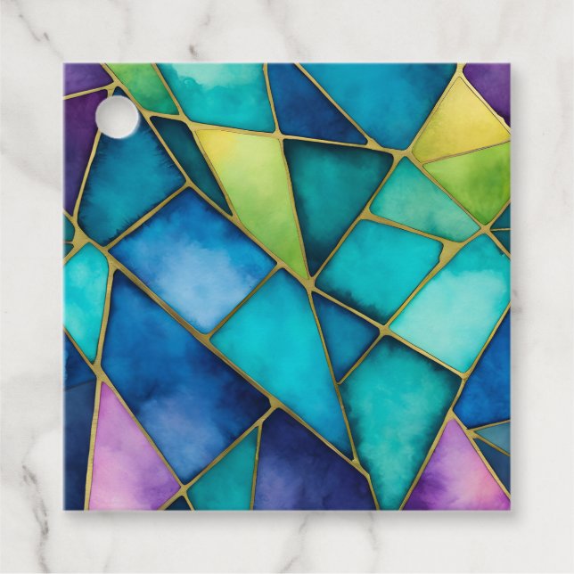 Märkre för färgade glasbildskärmsutfall gåvor etiketter (Framsida)