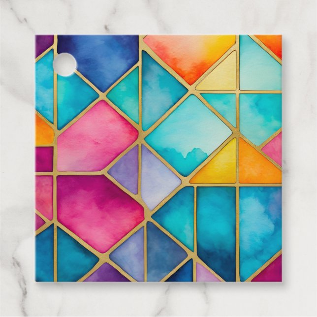 Märkre för färgade glasbildskärmsutfall gåvor etiketter (Framsida)