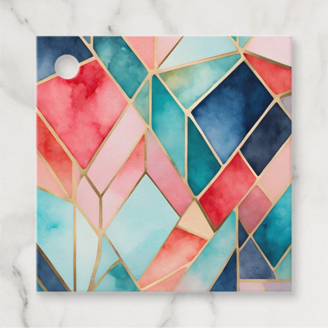 Märkre för färgade glasbildskärmsutfall gåvor etiketter (Framsida)