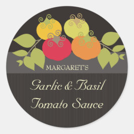 Märkre för färgade tomatbaspresenter, livsmedelskl runt klistermärke