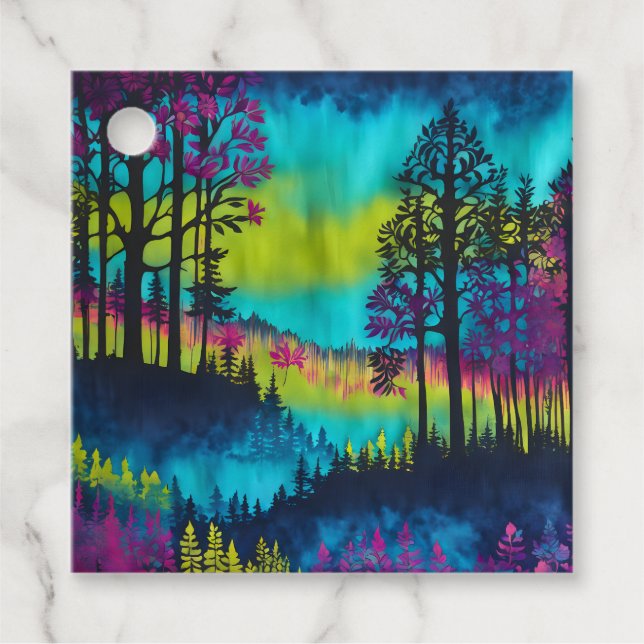 Märkre för färgbildande Batik Forest Art Gift Gåvor Etiketter (Framsida)