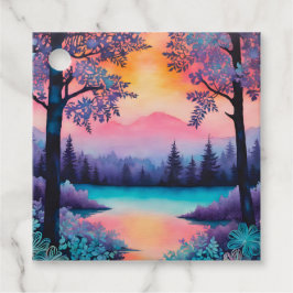 Märkre för färgbildande Batik Forest Art Gift Gåvor Etiketter