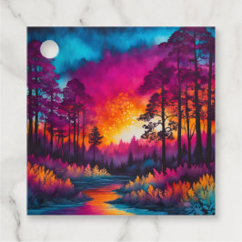 Märkre för färgbildande Batik Forest Art Gift Gåvor Etiketter