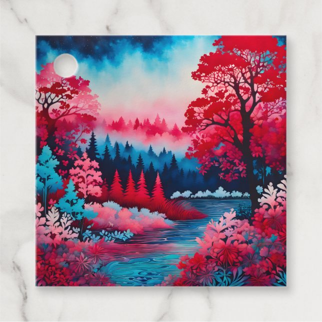 Märkre för färgbildande Batik Forest Art Gift Gåvor Etiketter (Framsida)