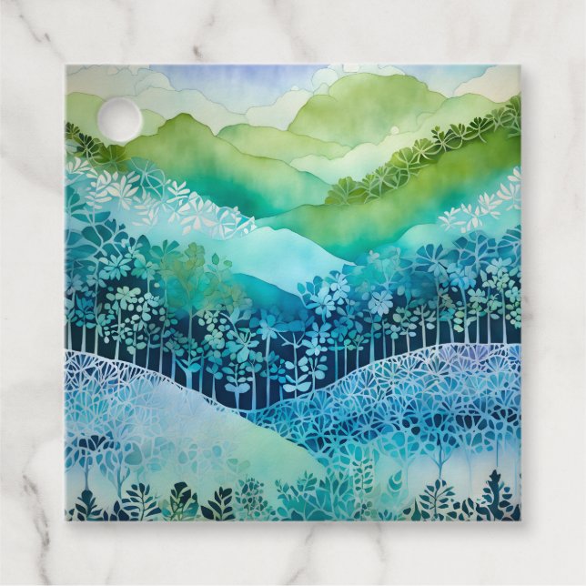 Märkre för färgbildande Batik Forest Art Gift Gåvor Etiketter (Framsida)