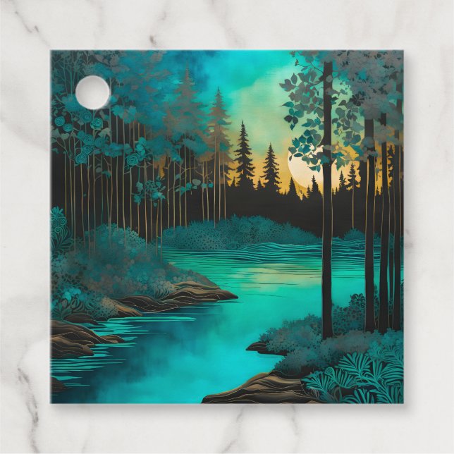 Märkre för färgbildande Batik Forest Art Gift Gåvor Etiketter (Framsida)