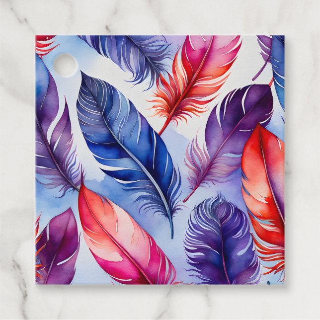 Märkre för färgen Feather Art Gift Gåvor Etiketter (Framsida)