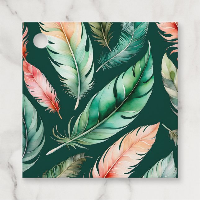 Märkre för färgen Feather Art Gift Gåvor Etiketter (Framsida)