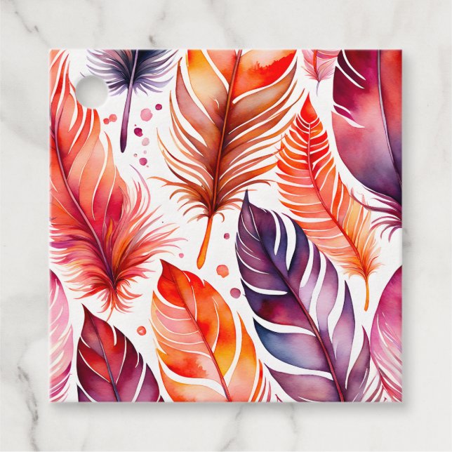 Märkre för färgen Feather Art Gift Gåvor Etiketter (Framsida)