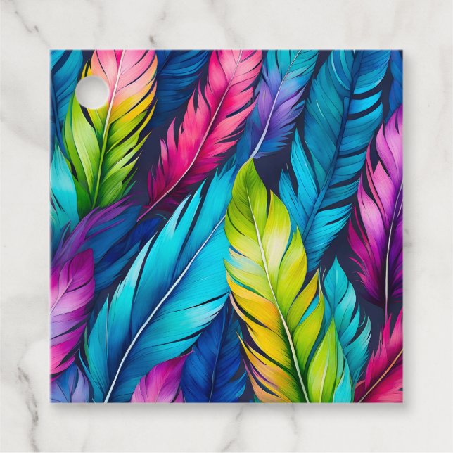 Märkre för färgen Feather Art Gift Gåvor Etiketter (Framsida)