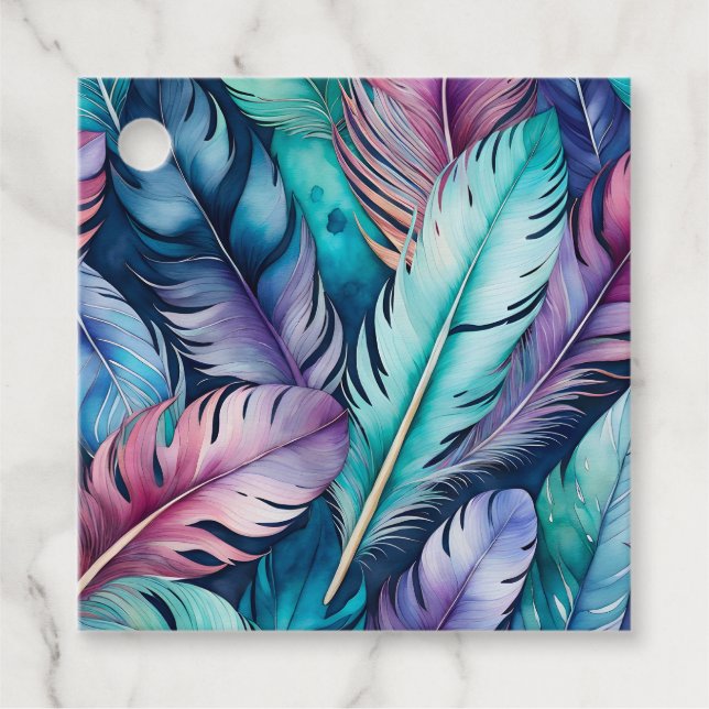 Märkre för färgen Feather Art Gift Gåvor Etiketter (Framsida)