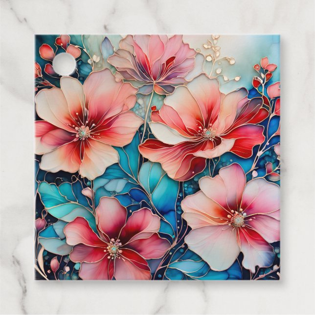 Märkre för färggrann Blommigt Bläck Art Gift Gåvor Etiketter (Framsida)