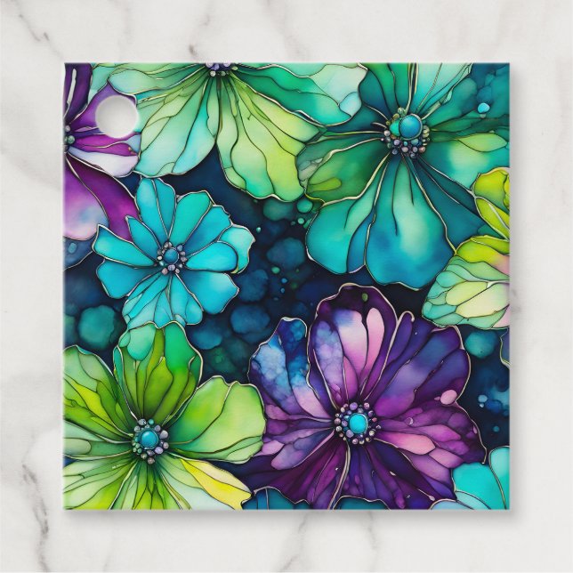 Märkre för färggrann Blommigt Bläck Art Gift Gåvor Etiketter (Framsida)