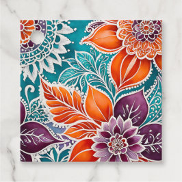 Märkre för färgstark Blommigt Batik Art Gift Gåvor Etiketter