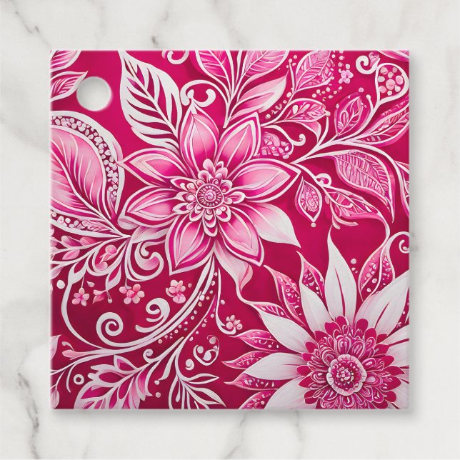 Märkre för färgstark Blommigt Batik Art Gift Gåvor Etiketter (Framsida)