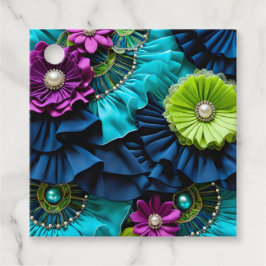 Märkre för färgstarka Blommigtar i Fabric Art Gift Gåvor Etiketter