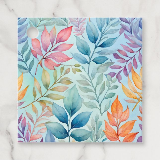 Märkre för färgstarka botaniska konstverk gåvor etiketter (Framsida)