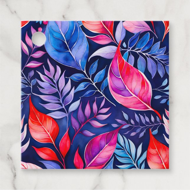 Märkre för färgstarka botaniska konstverk gåvor etiketter (Framsida)