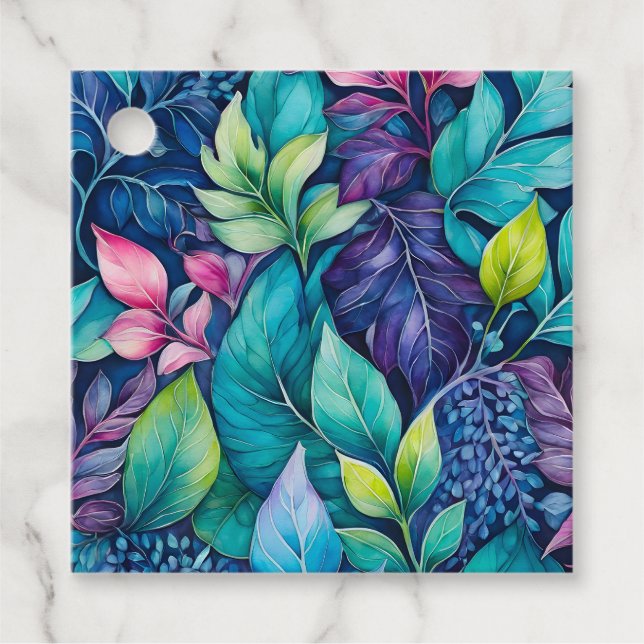 Märkre för färgstarka botaniska konstverk gåvor etiketter (Framsida)