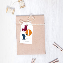 Märkre för färgstarka fet skript Joy Helgdag Gift Presentetikett