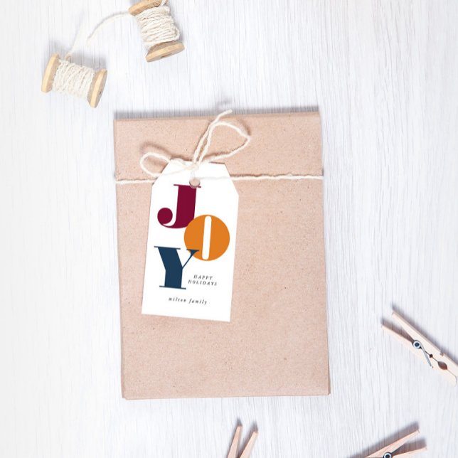 Märkre för färgstarka fet skript Joy Helgdag Gift Presentetikett (Skapare uppladdad)