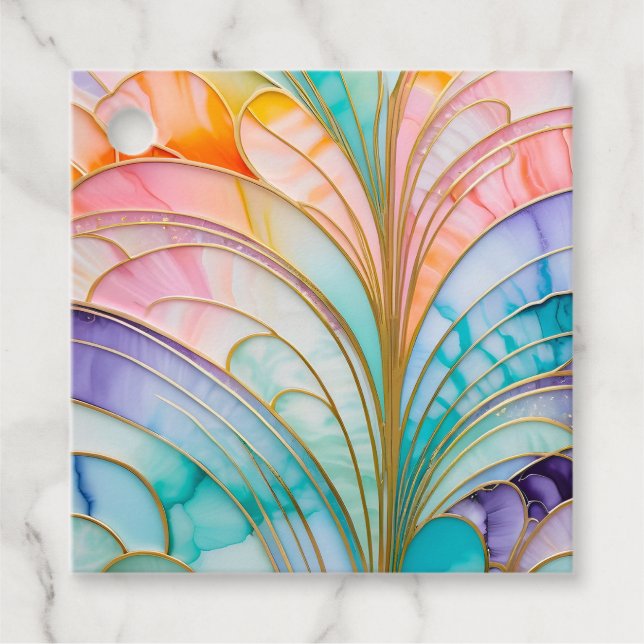 Märkre för färgstarka konsthandlingar gåvor etiketter (Framsida)