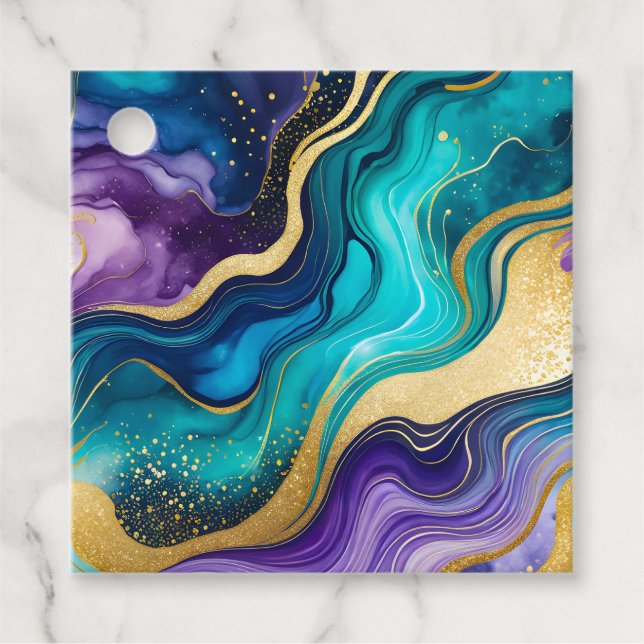 Märkre för färgstarka Marble Bläck Art Gift Gåvor Etiketter (Framsida)