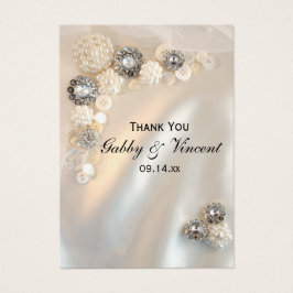 Märkre för Faux Pearl och Diamond Buttons Wedding  Visitkort