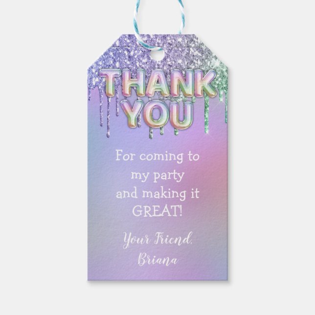 Märkre för favoriter för tackens regnbågsbubblor presentetikett (Framsidan)