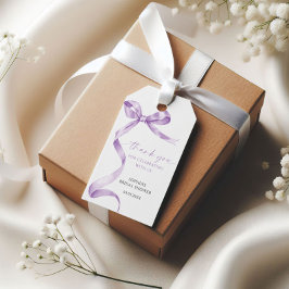 Märkre för favoritgåva för Lavender Bow Shower Presentetikett