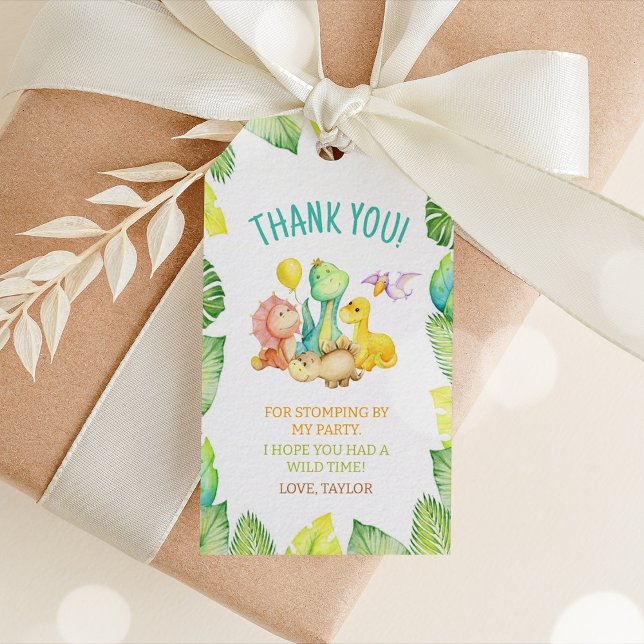 Märkre för favoritgåva för parti för babykläder presentetikett (baby-dinosaur-baby-shower-tag)