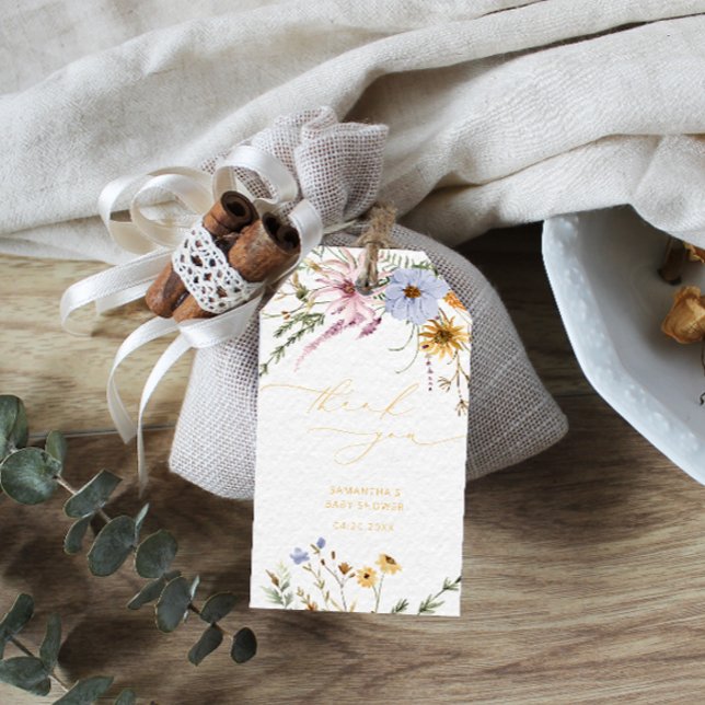 Märkre för favoritgåva för Wildblomsterbabyskor Presentetikett (Skapare uppladdad)