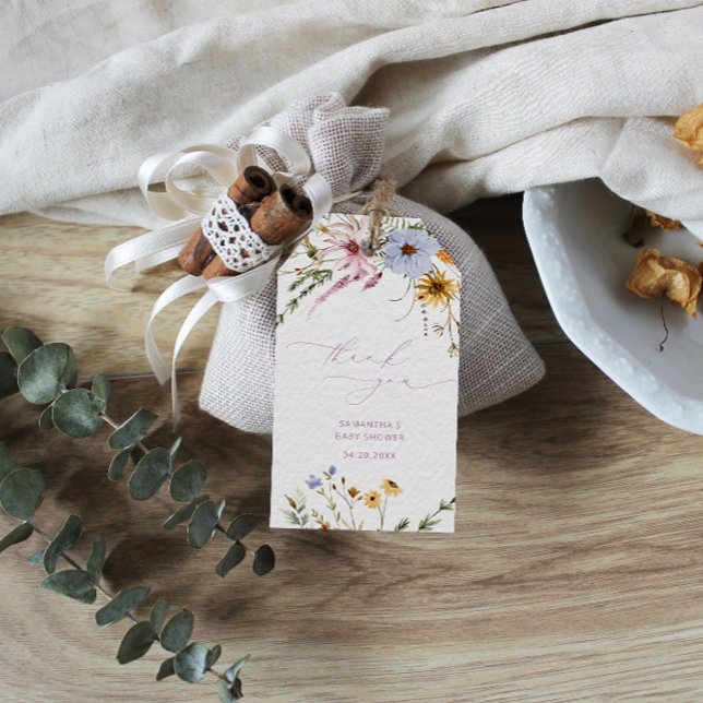 Märkre för favoritgåva för Wildblomsterbabyskor Presentetikett (Skapare uppladdad)