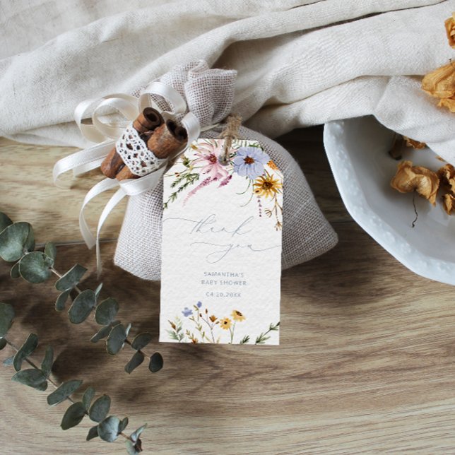 Märkre för favoritgåva för Wildblomsterbabyskor Presentetikett (Skapare uppladdad)