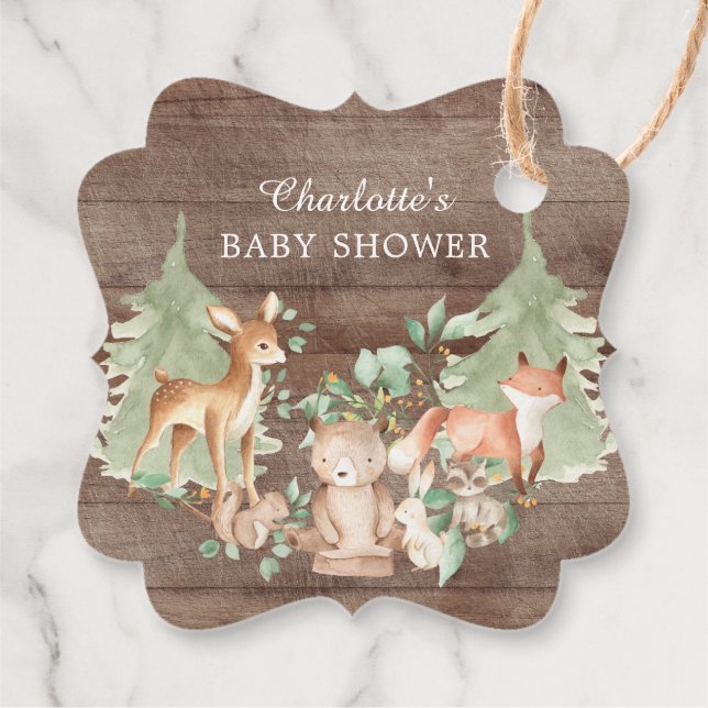 Märkre för favoritgåva från Rustic Woodland Baby S Gåvor Etiketter (Baksida)