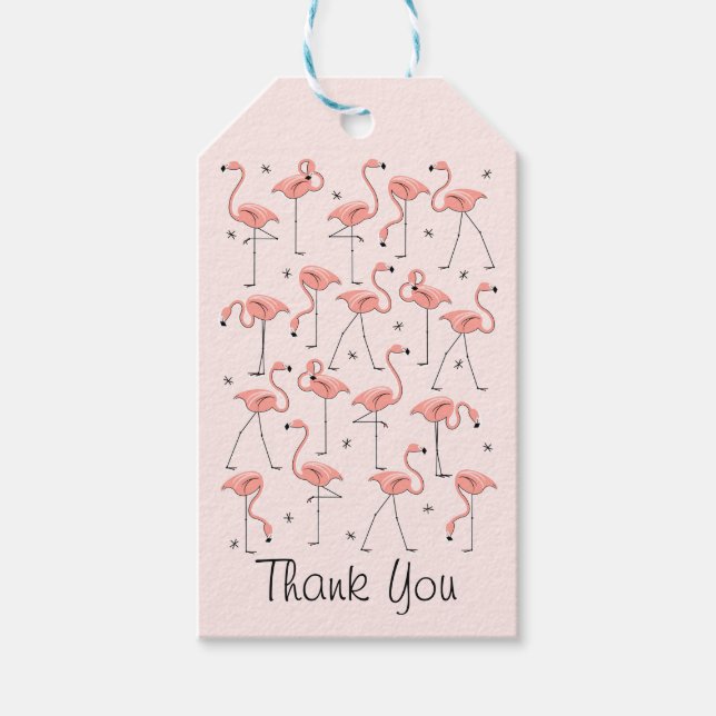 Märkre för Flamingos Rosa Tack Presentetikett (Framsidan)