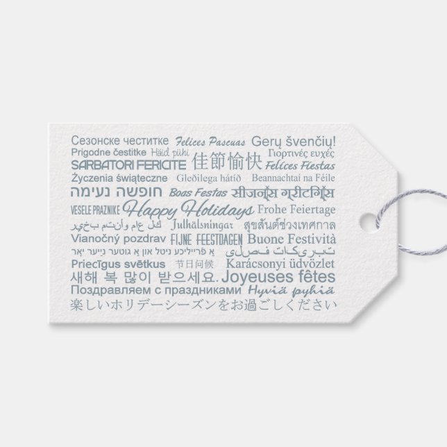 Märkre för flerspråkiga anpassningsbar i Glad helg Presentetikett (Framsidan (Horisontell))