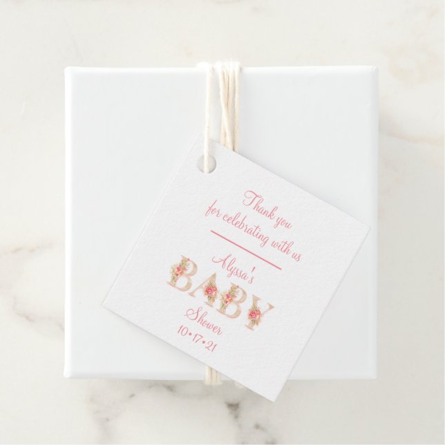 Märkre för Flicka Shower Tack Gåvor Etiketter (På plats)