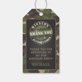 Märkre för Födelsedagsfest av arméns Camo Gift Presentetikett